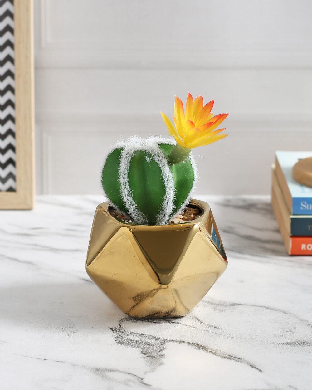 Fourwalls Bespoke Succulent Plant with Golden Pot (14.5 cm Tall)
