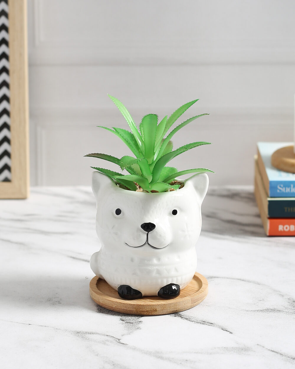 Fourwalls Premium Succulent Plant in Animal Shaped Pot (12.5 cm Tall)