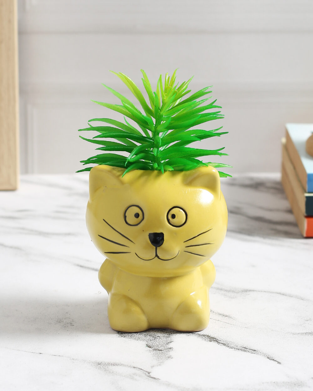 Fourwalls Bespoke Succulent Plant in Yellow Ceramic Pot (14.5 cm Tall)