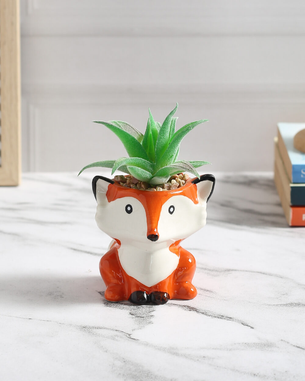 Fourwalls Stylish Succulent Plant in Animal Shaped Pot (11 cm Tall)
