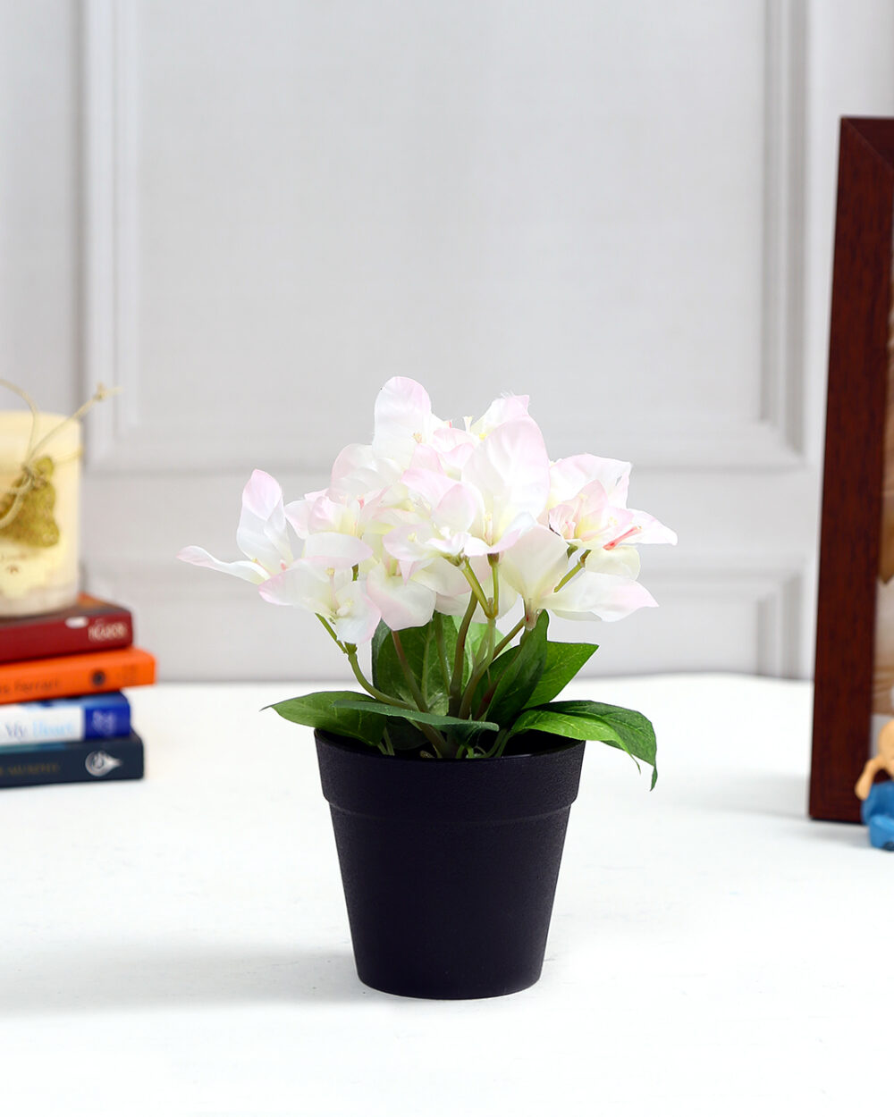 Fourwalls Artificial Bougainvillea Potted Plant in Plastic Pot (19 cm Tall)