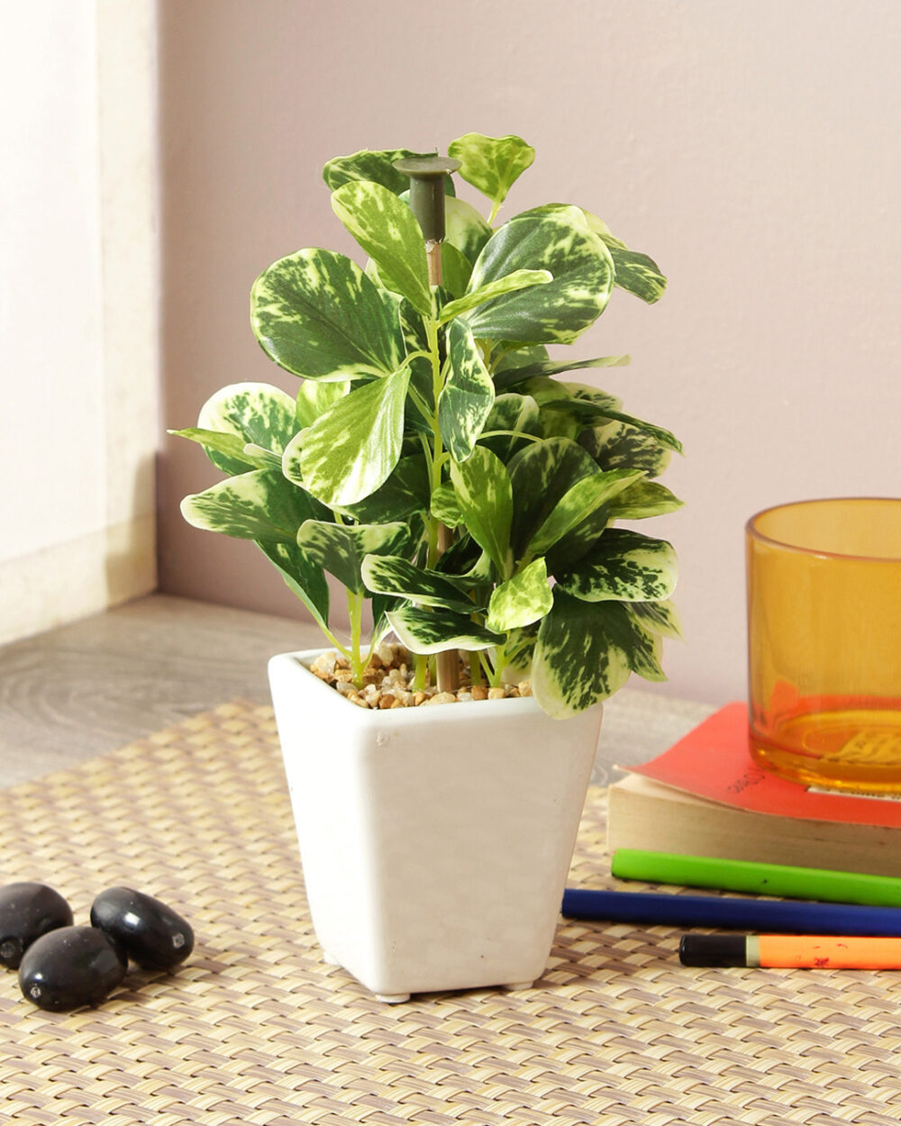 Fourwalls Artificial Wandering Potted Plant in Ceramic Pot (19 cm Tall)