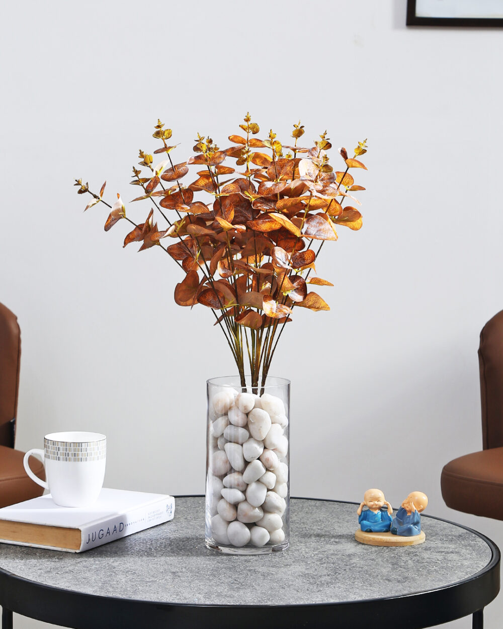 Fourwalls Beautiful Eucalyptus Flower Bunch (47 cm Tall, 20 Heads, Dark/Brown)