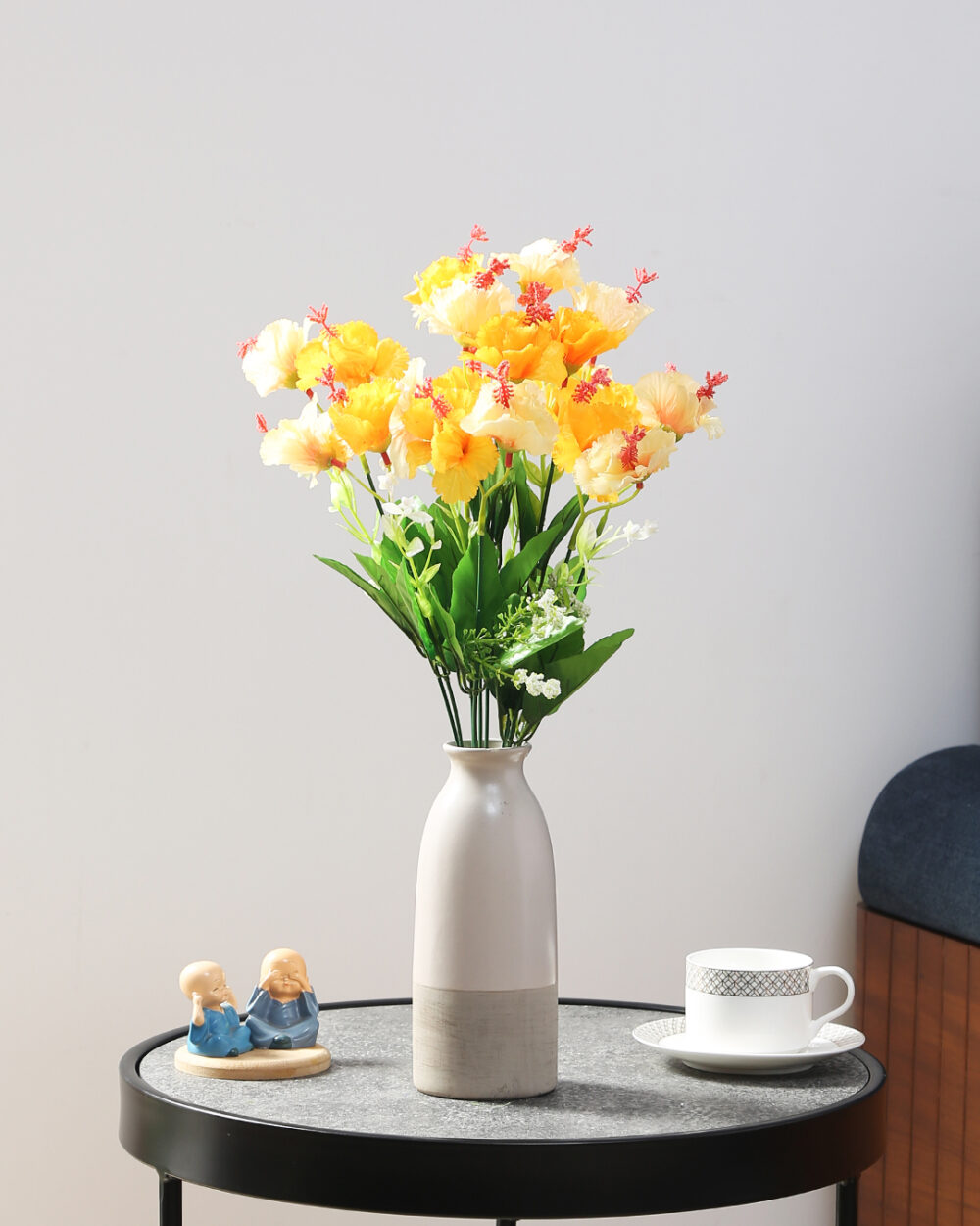 Fourwalls Beautiful Hibicus Flower Bunch (48 cm Tall, 20 Heads, Yellow)