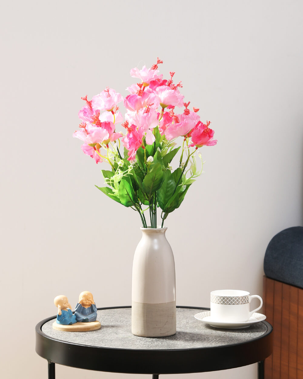 Fourwalls Beautiful Hibicus Flower Bunch (48 cm Tall, 20 Heads, Light Pink)