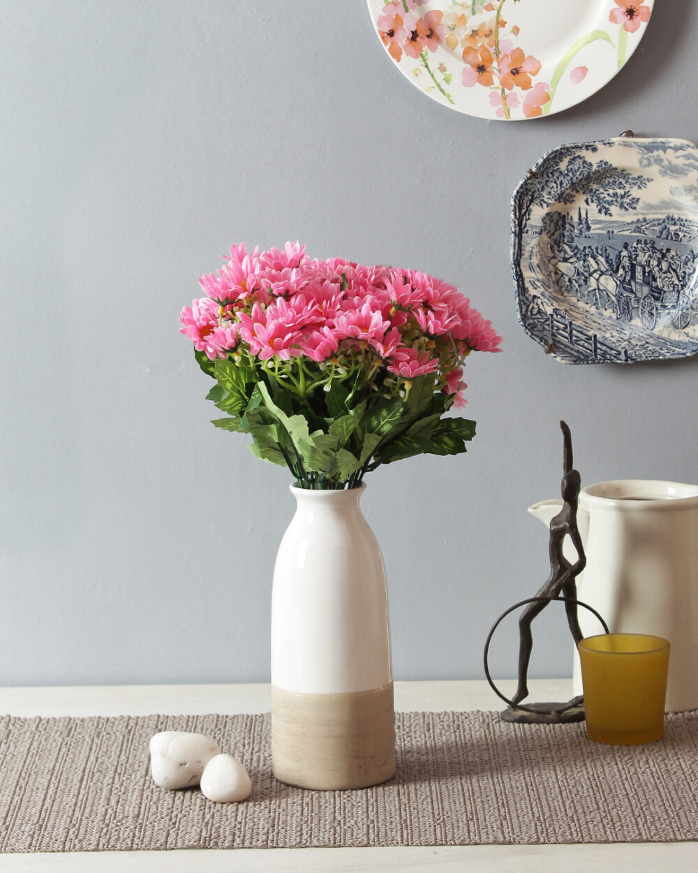 Fourwalls Artificial Daisy Flower Bunches for Home Decor (35 cm Tall, Pink)