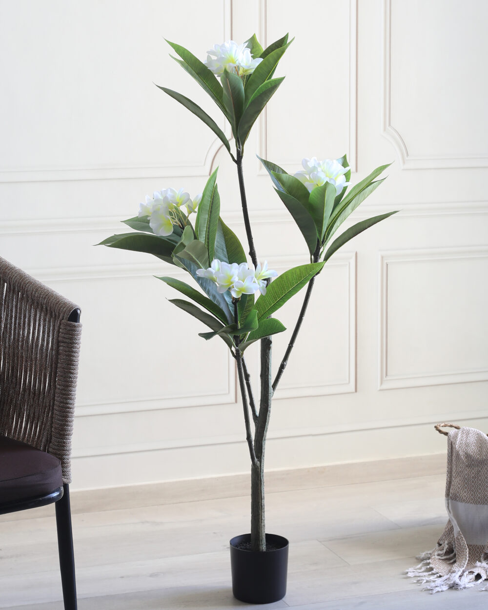 Fourwalls Artificial Frangipani Plant - 4 Feet, White