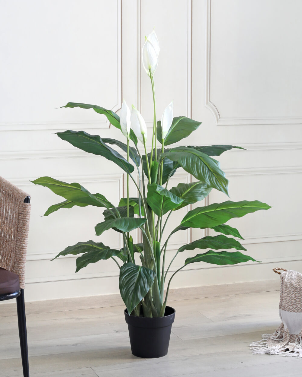 Fourwalls Artificial Real Touch Peace Lily Plant with Pot - 4.5 Feet