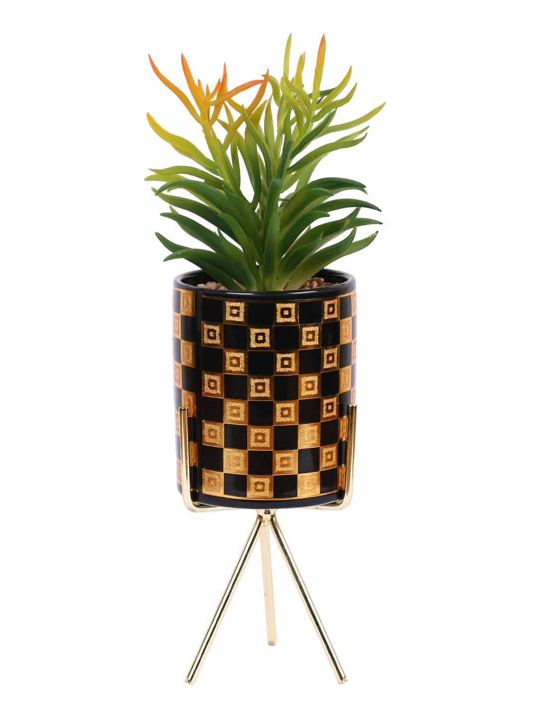 Fourwalls Elegant Succulent Plant with Metal Tripod Stand (29.5 cm Tall) - Image 3
