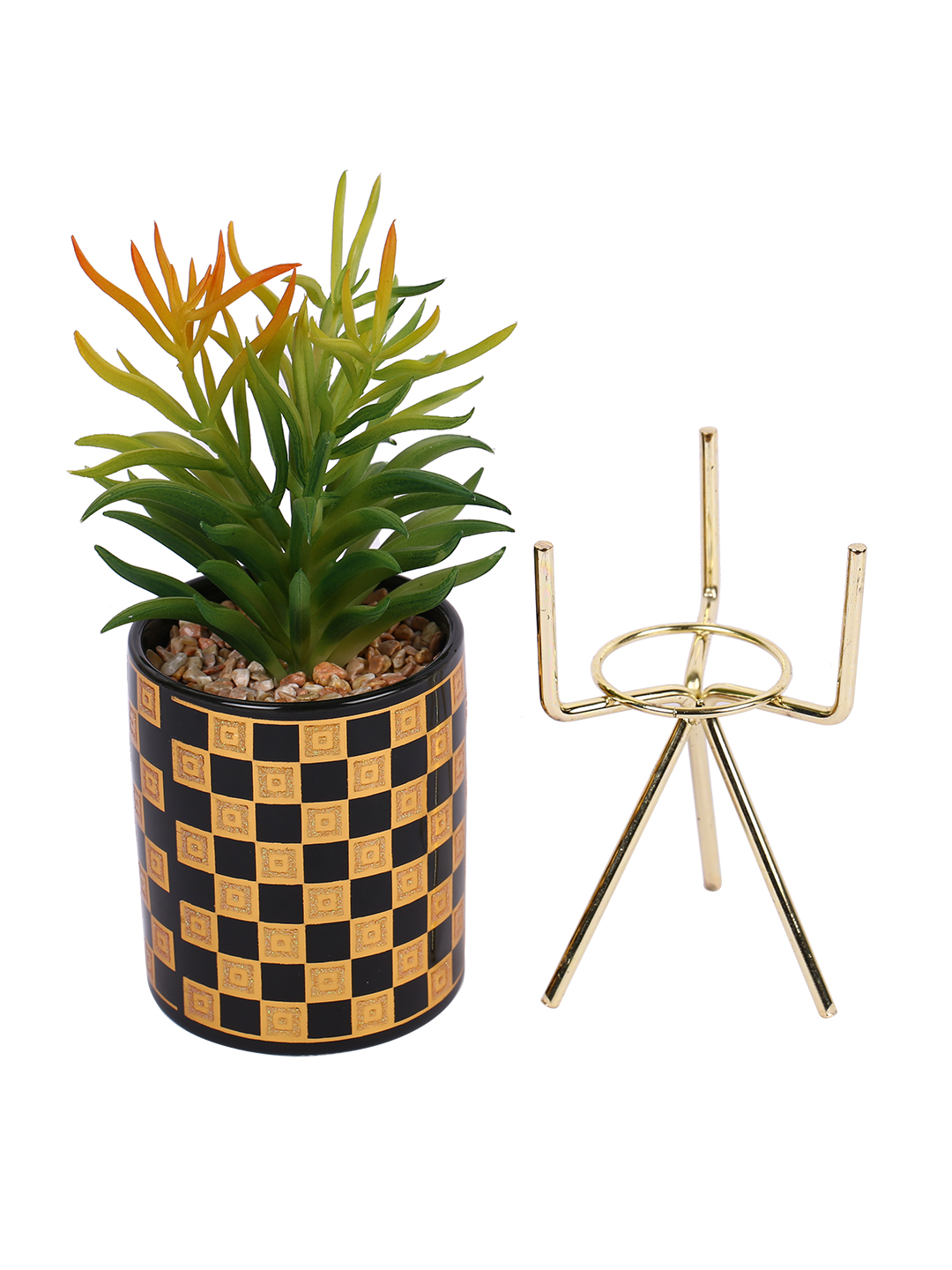 Fourwalls Elegant Succulent Plant with Metal Tripod Stand (29.5 cm Tall) - Image 5