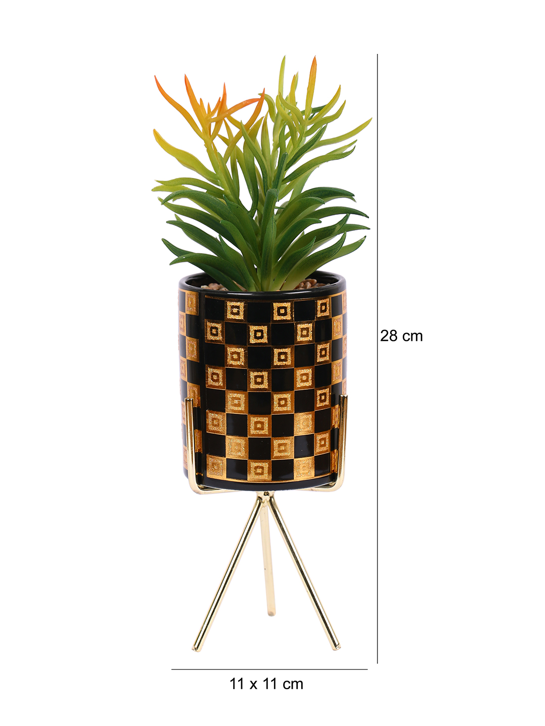 Fourwalls Elegant Succulent Plant with Metal Tripod Stand (29.5 cm Tall) - Image 2