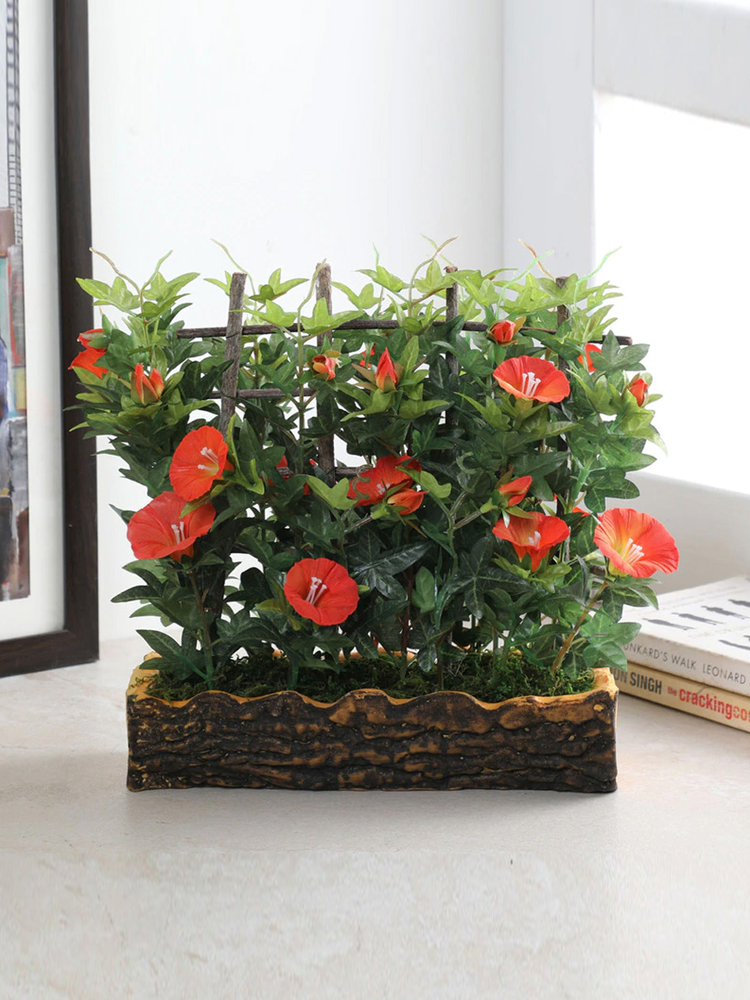 Fourwalls Artificial Morning Glory Plant in Polyurethane Pot (27 cm Tall)