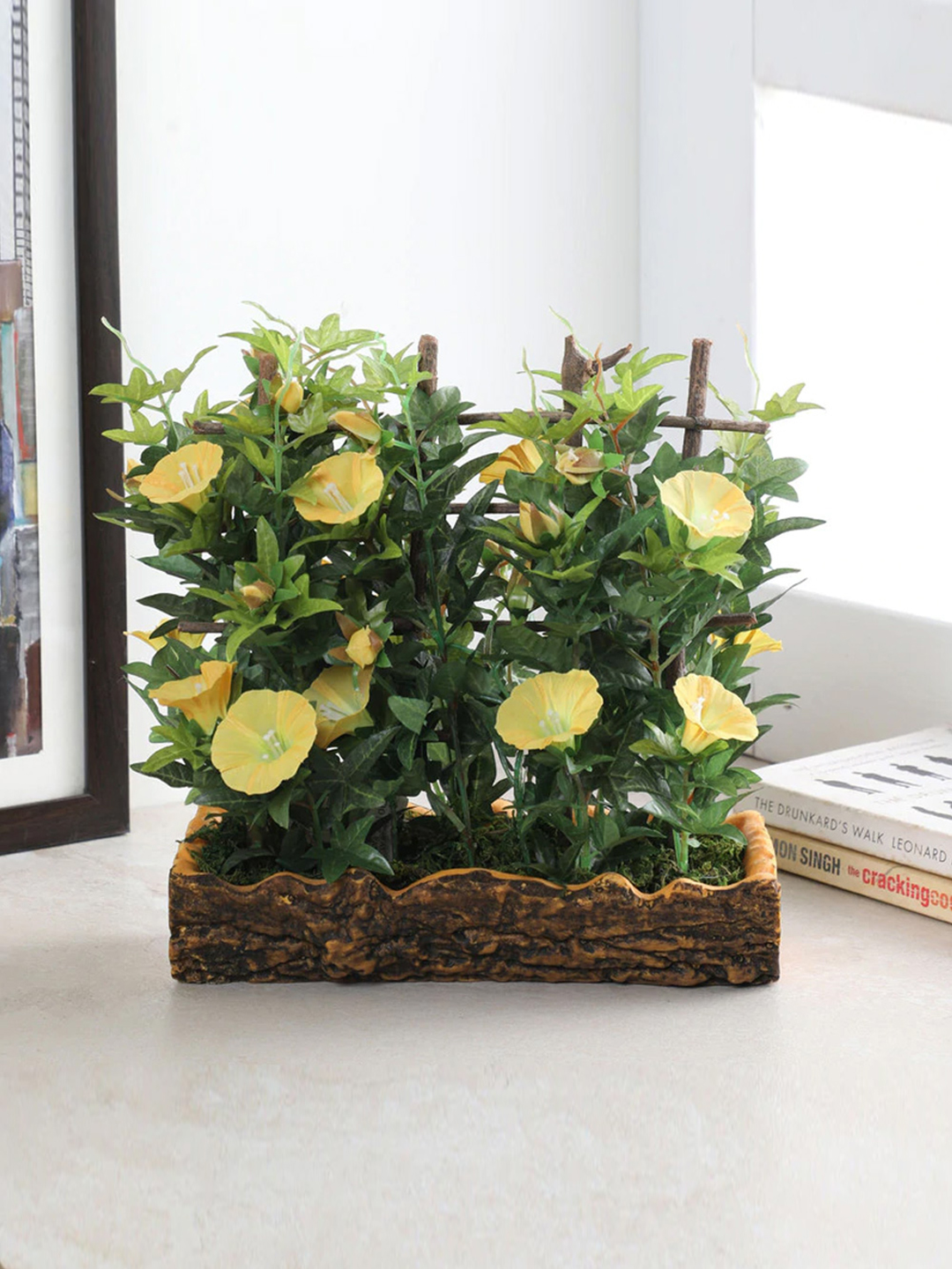 Fourwalls Artificial Morning Glory Plant in Polyurethane Pot (27 cm Tall)