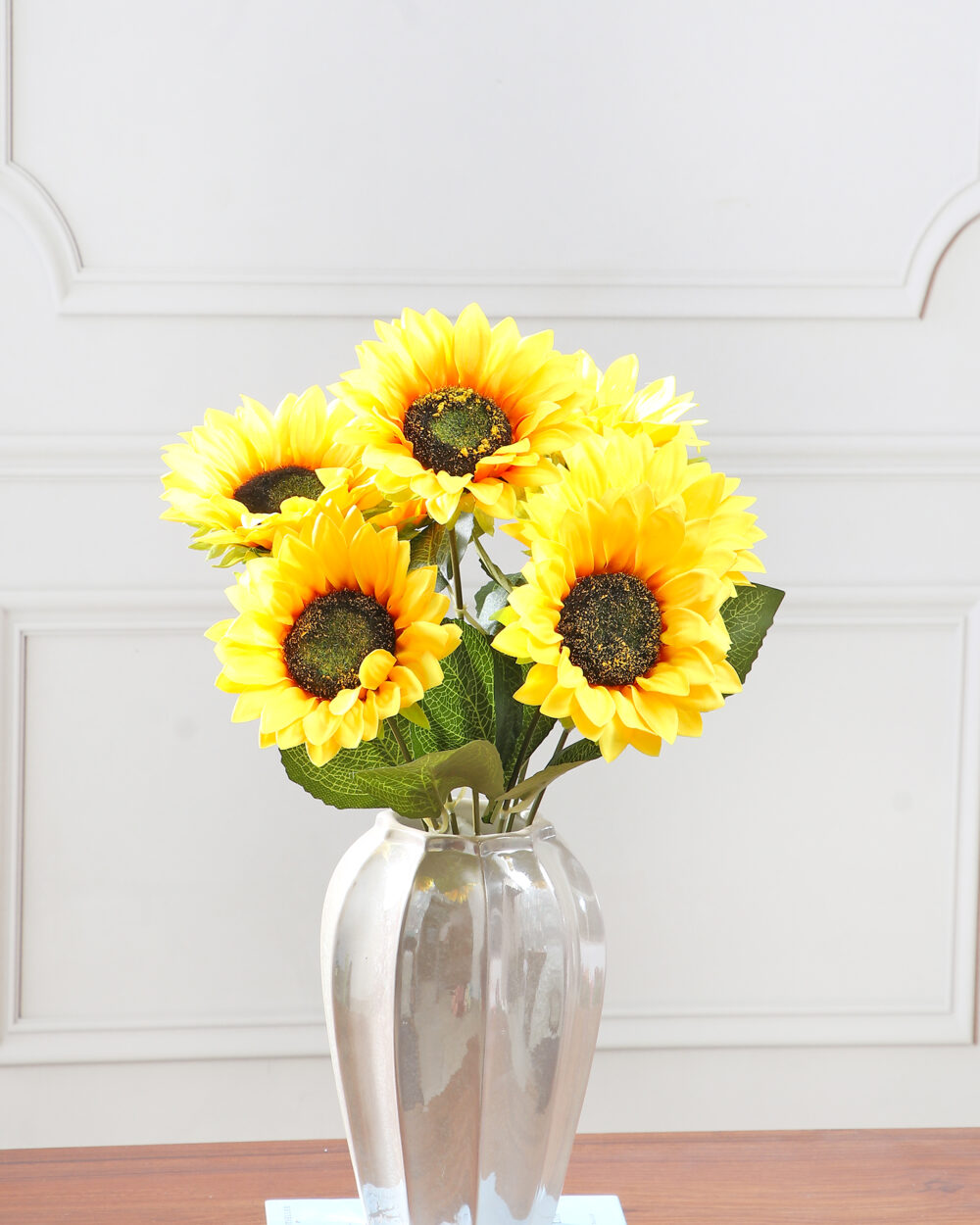 Fourwalls Elegant Sun Flower Bunch (65 cm Tall, 7 Heads, Yellow)