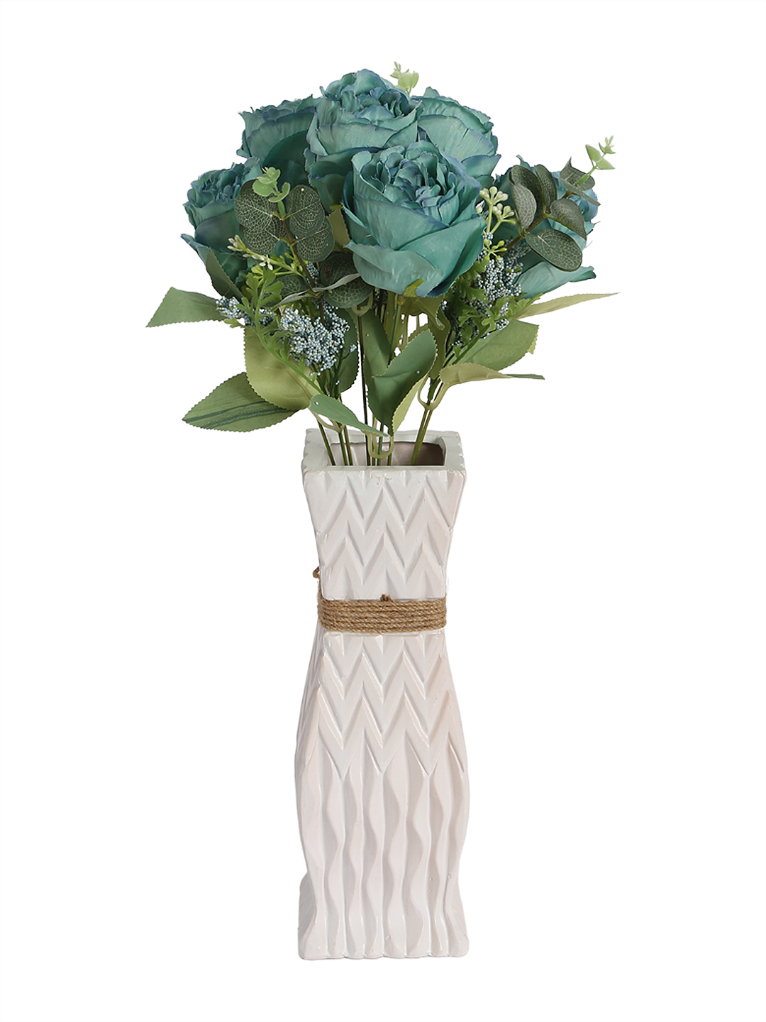 Fourwalls Premium Rose Flower Bunch for Home Decor (44 cm Tall, 6 Heads, Blue) - Image 4