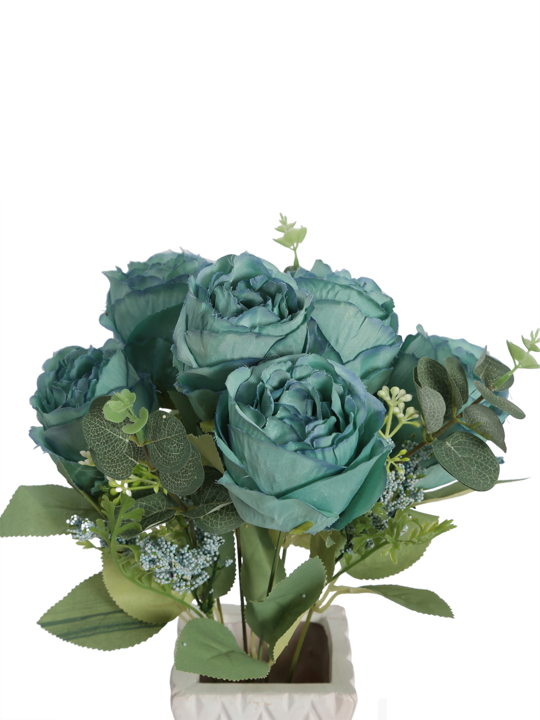 Fourwalls Premium Rose Flower Bunch for Home Decor (44 cm Tall, 6 Heads, Blue) - Image 3
