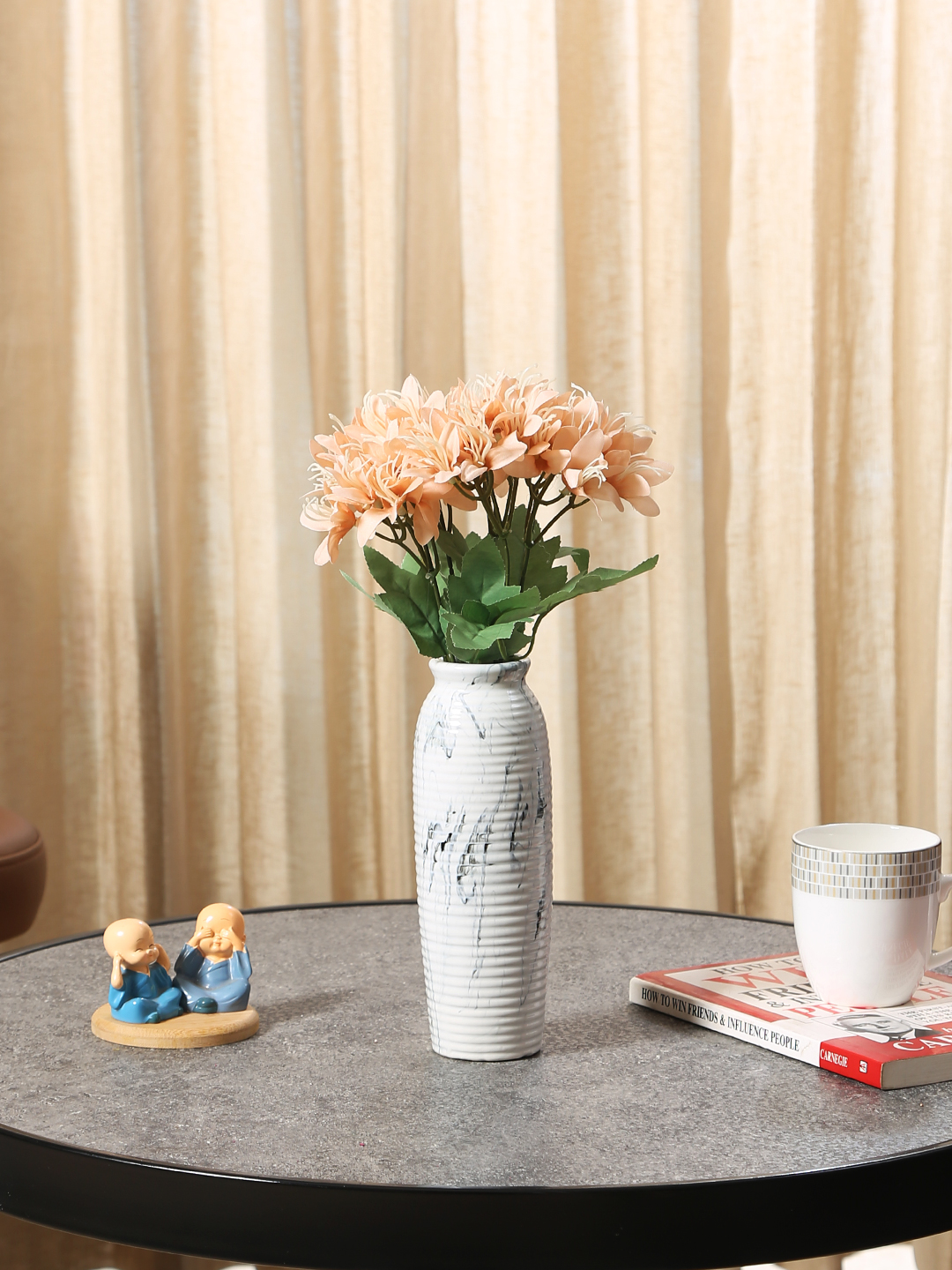 Fourwalls Elegant Daisy Bunch for Home D?cor (33 cm Tall, 5 Heads, Peach) - Image 2