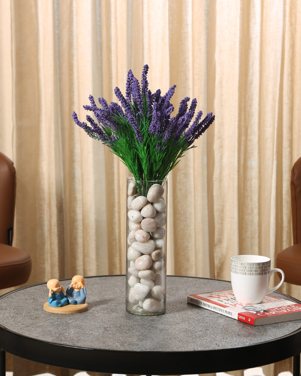 Fourwalls Artificial Flower Bunch for Home Decor (35 cm tall, Light/Purple)