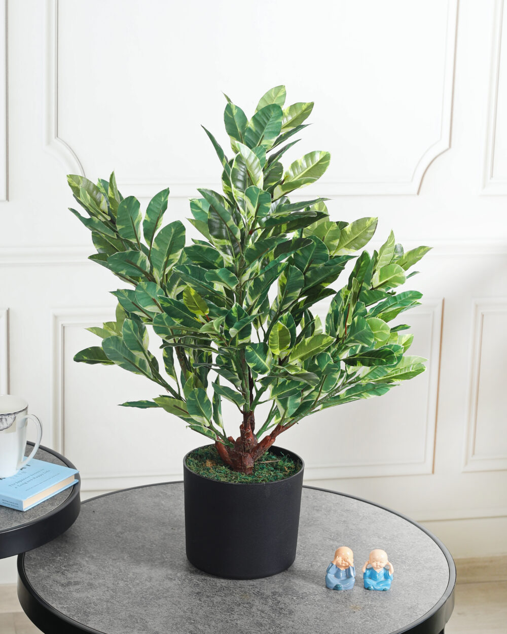 Fourwalls Artificial Quercus Plant – 2 Feet, Green/White