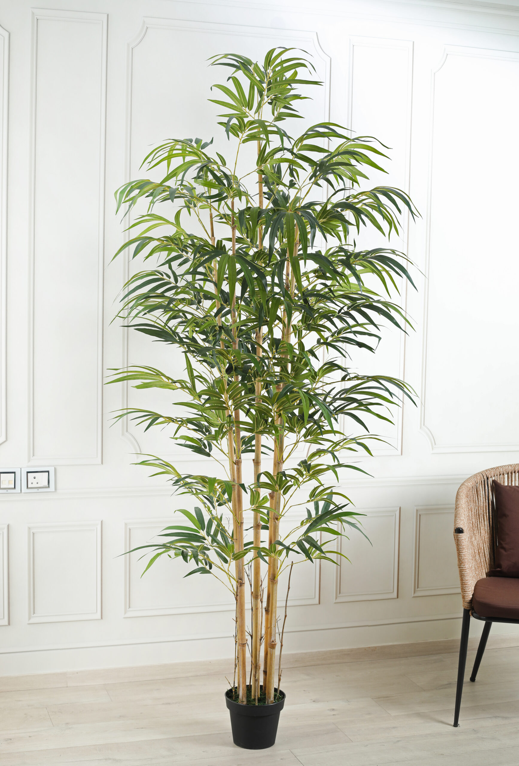 Artificial Drooping Bamboo Plant with Pot - 8 Feet, Yellow