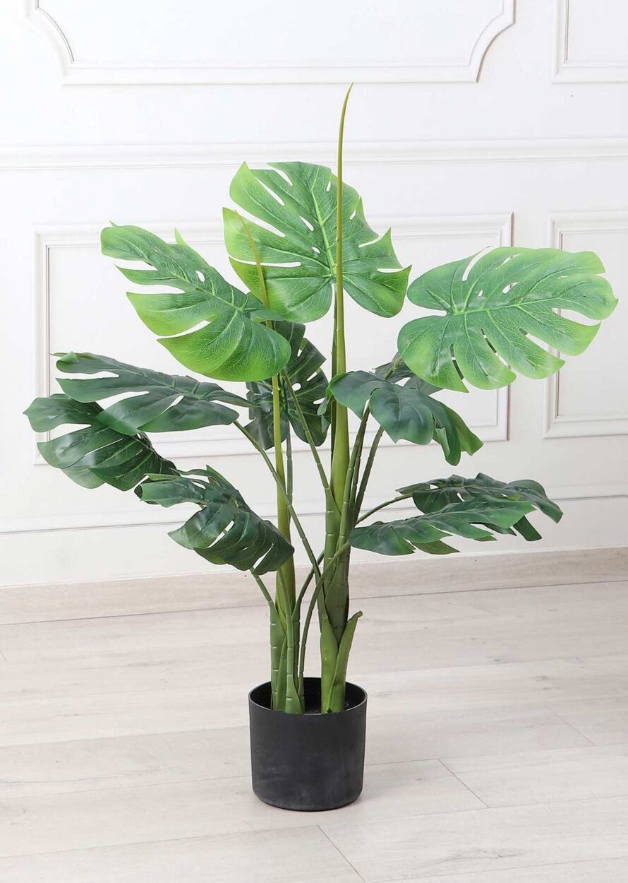 Fourwalls Artificial Monstera Plant with Pot - 2.8 Feet