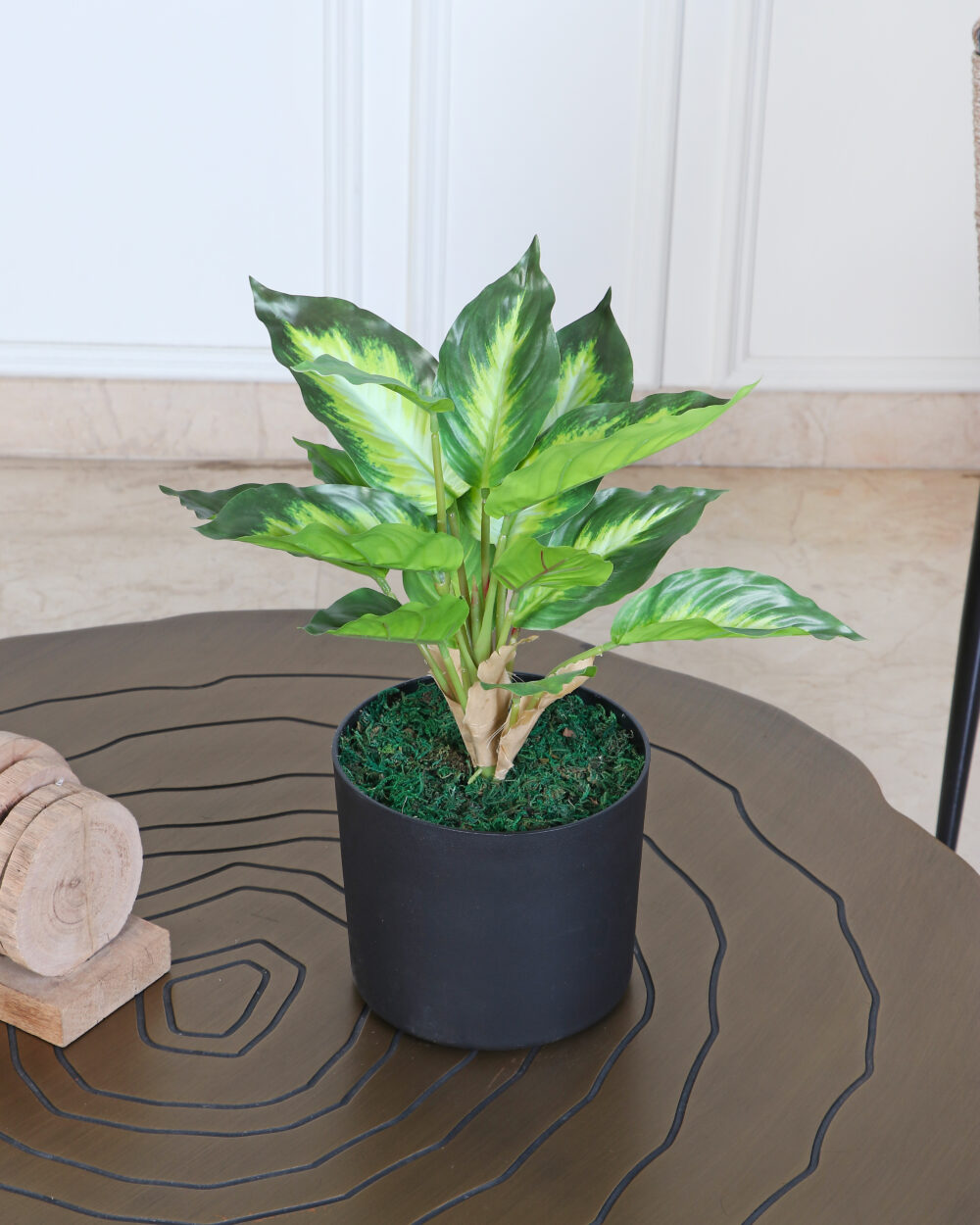 Fourwalls Artificial Dieffenbachia Plant - 15", Green/Yellow