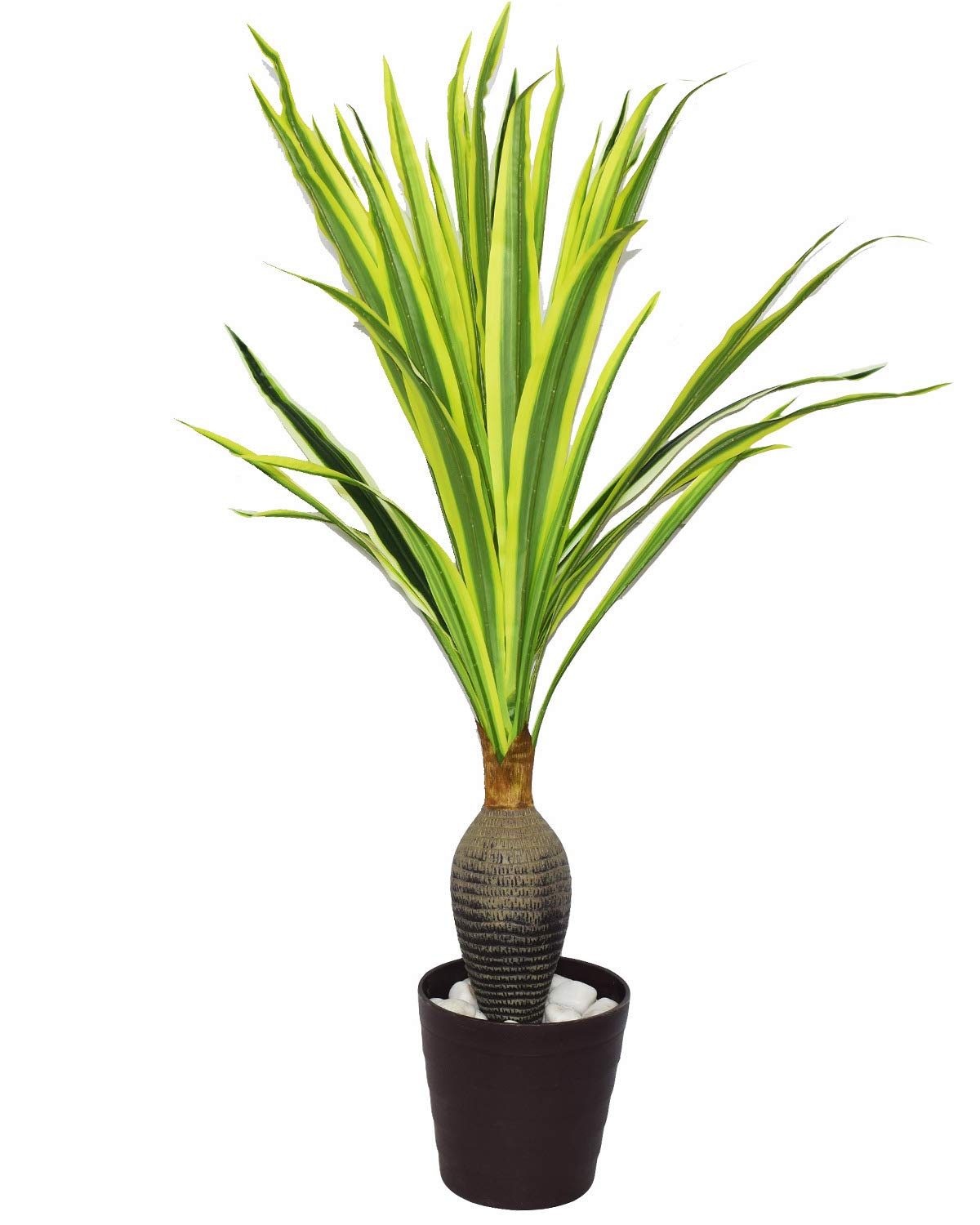 Fourwalls Artificial Bottle Yucca Plant - 4 Feet, Green/Yellow