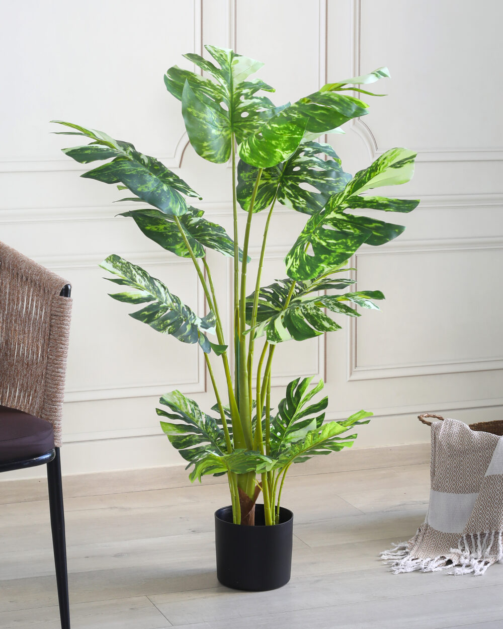 Artificial Variegated Monstera Plant with Pot – 4 Feet