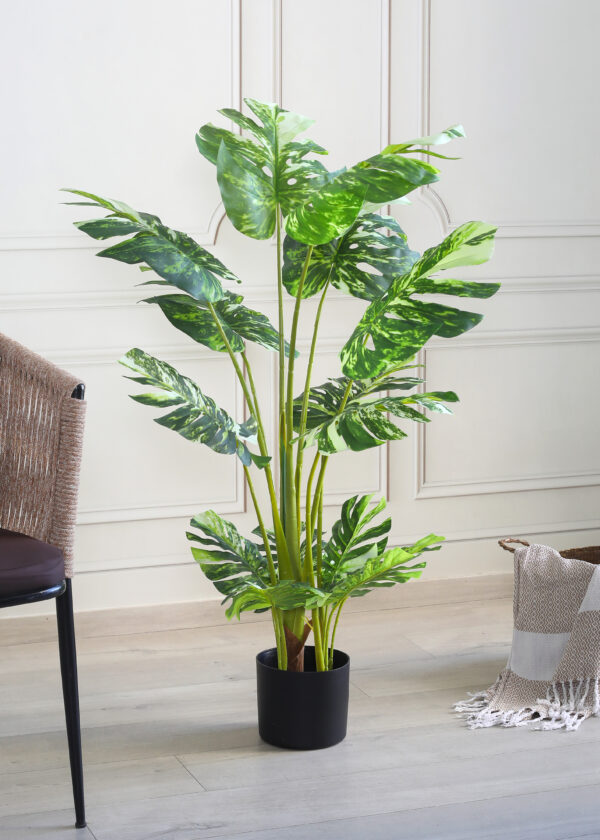 Artificial Variegated Monstera Plant with Pot – 4 Feet