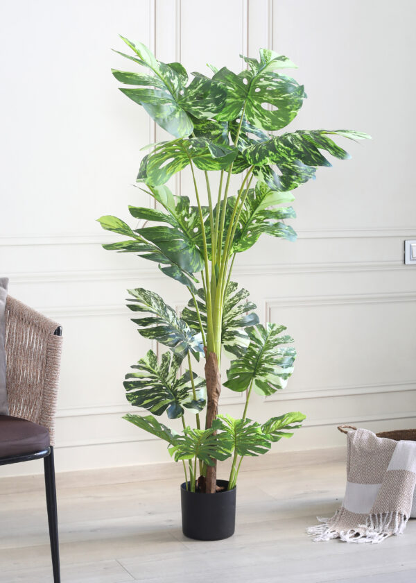 Artificial Variegated Monstera Plant with Pot