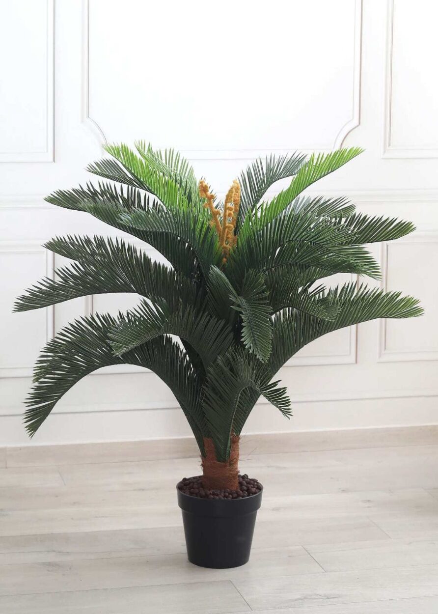 Fourwalls Artificial Cycas Sago Palm Plant with Pot - 3 Feet