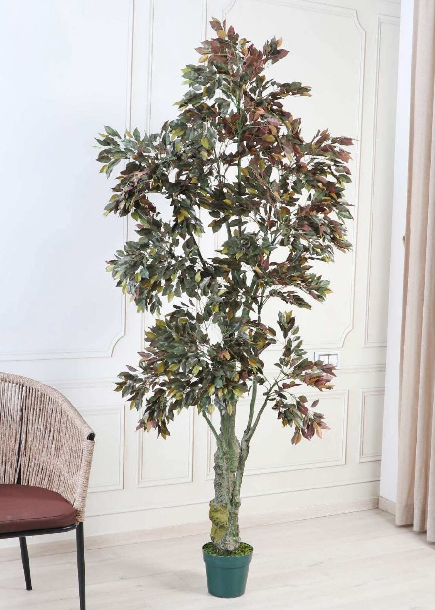 Fourwalls Artificial Ficus Tree with Pot - 6.8 Feet, Brown