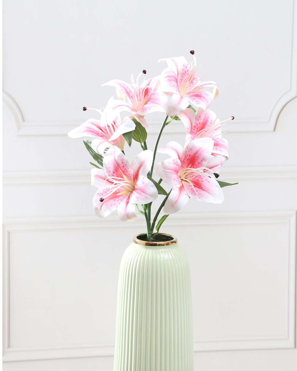 Artificial Real Touch Asiatic Lily Flower Bunch - Light Pink