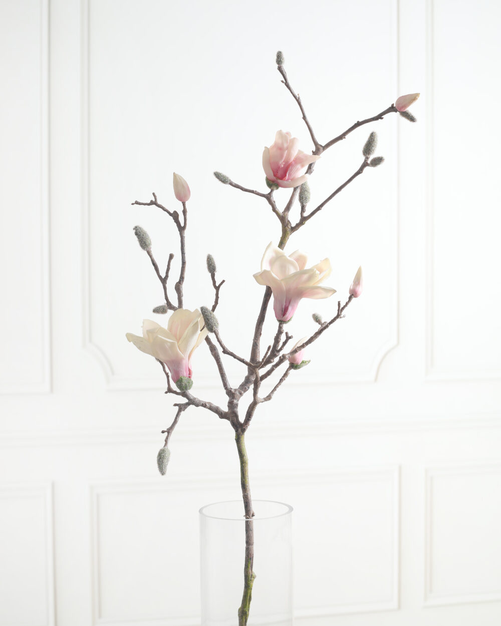 Artificial Real Touch Magnolia Flower Stem - White
