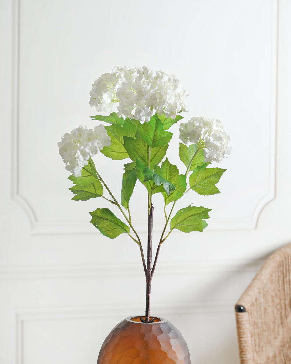 Artificial Real Touch Hydrangea Flower Stem - White