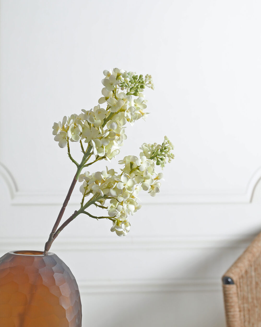 Artificial Real Touch Lilac Flower Stem - White