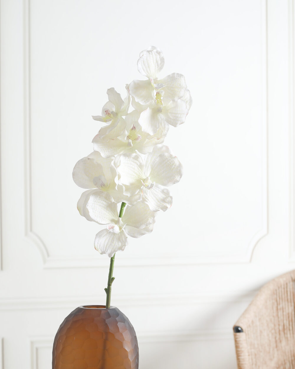 Artificial Real Touch Vanda Orchid Flower Stem - White
