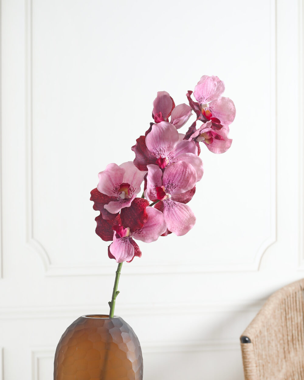 Artificial Real Touch Vanda Orchid Flower Stem - Wine