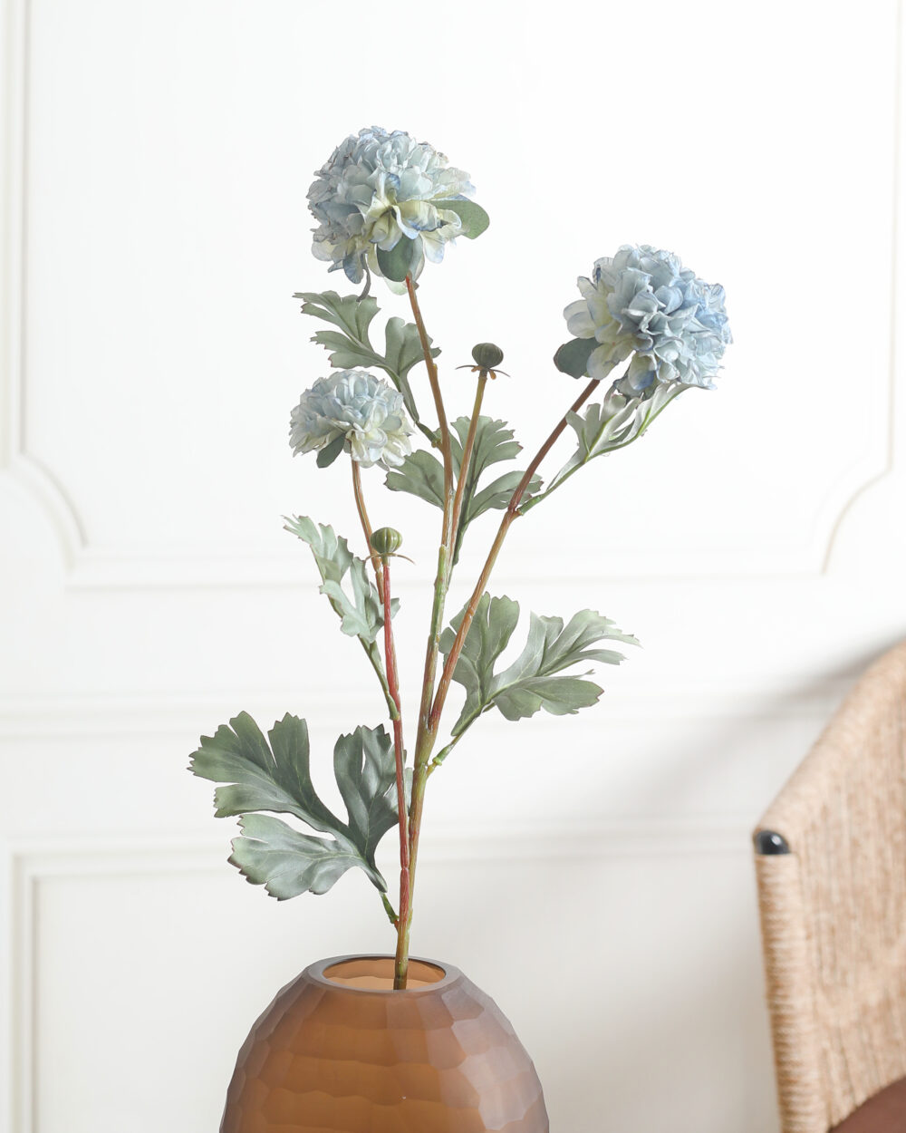 Faux Chrysanthemum Flower Stem - Blue
