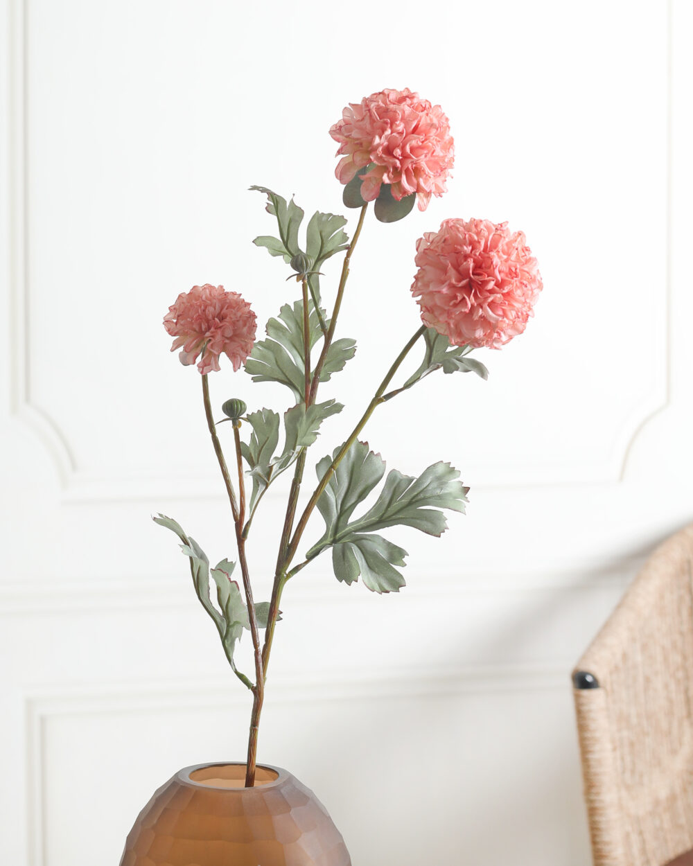 Faux Chrysanthemum Flower Stem - Orange