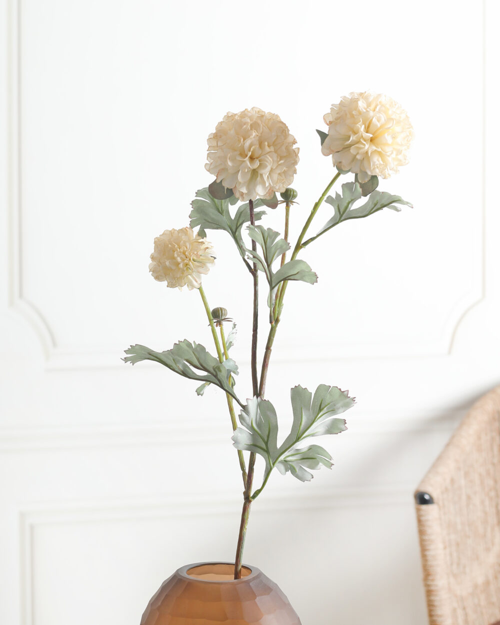 Faux Chrysanthemum Flower Stem - White