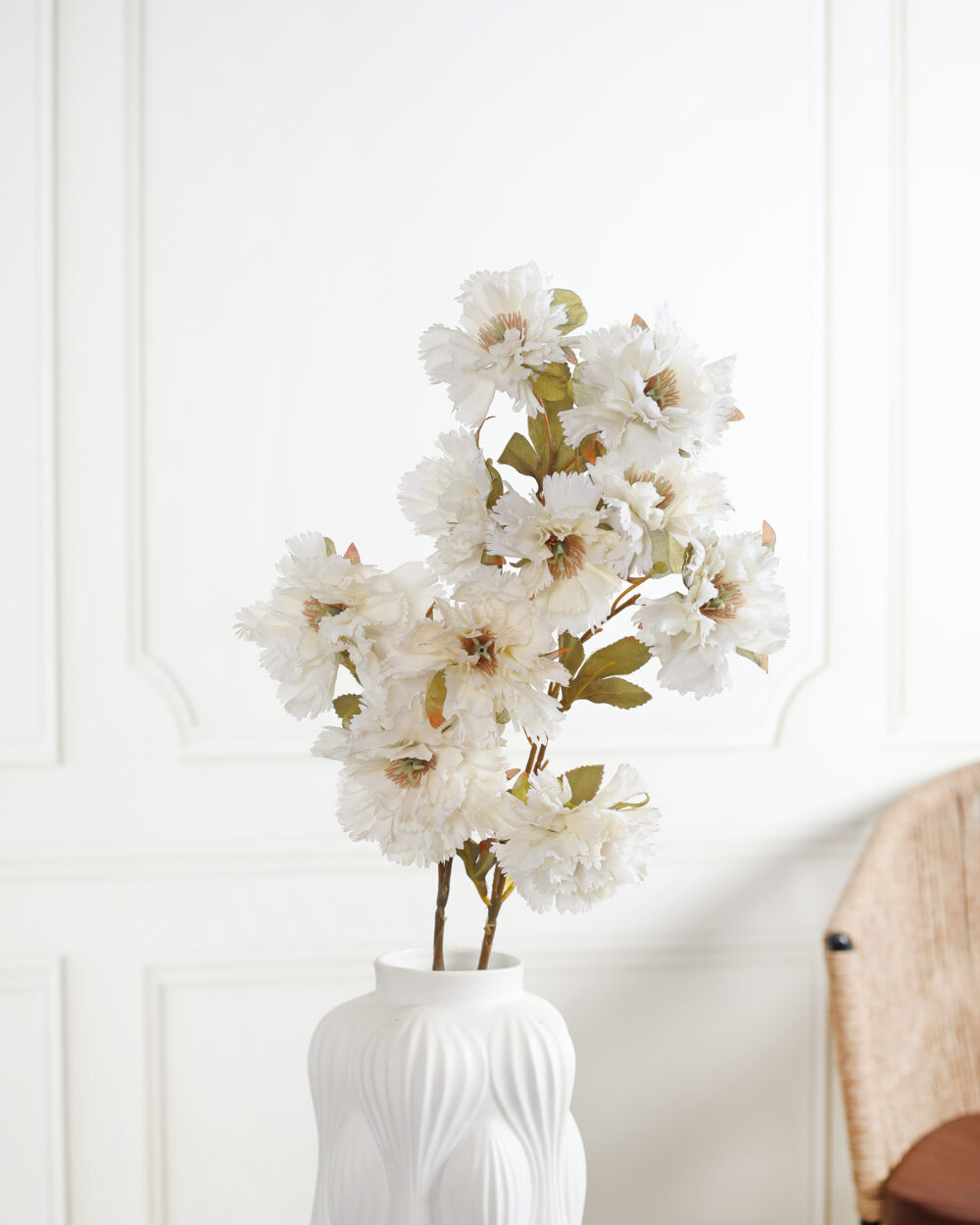 Faux Carnation Flower Stems - White, Pack of 2