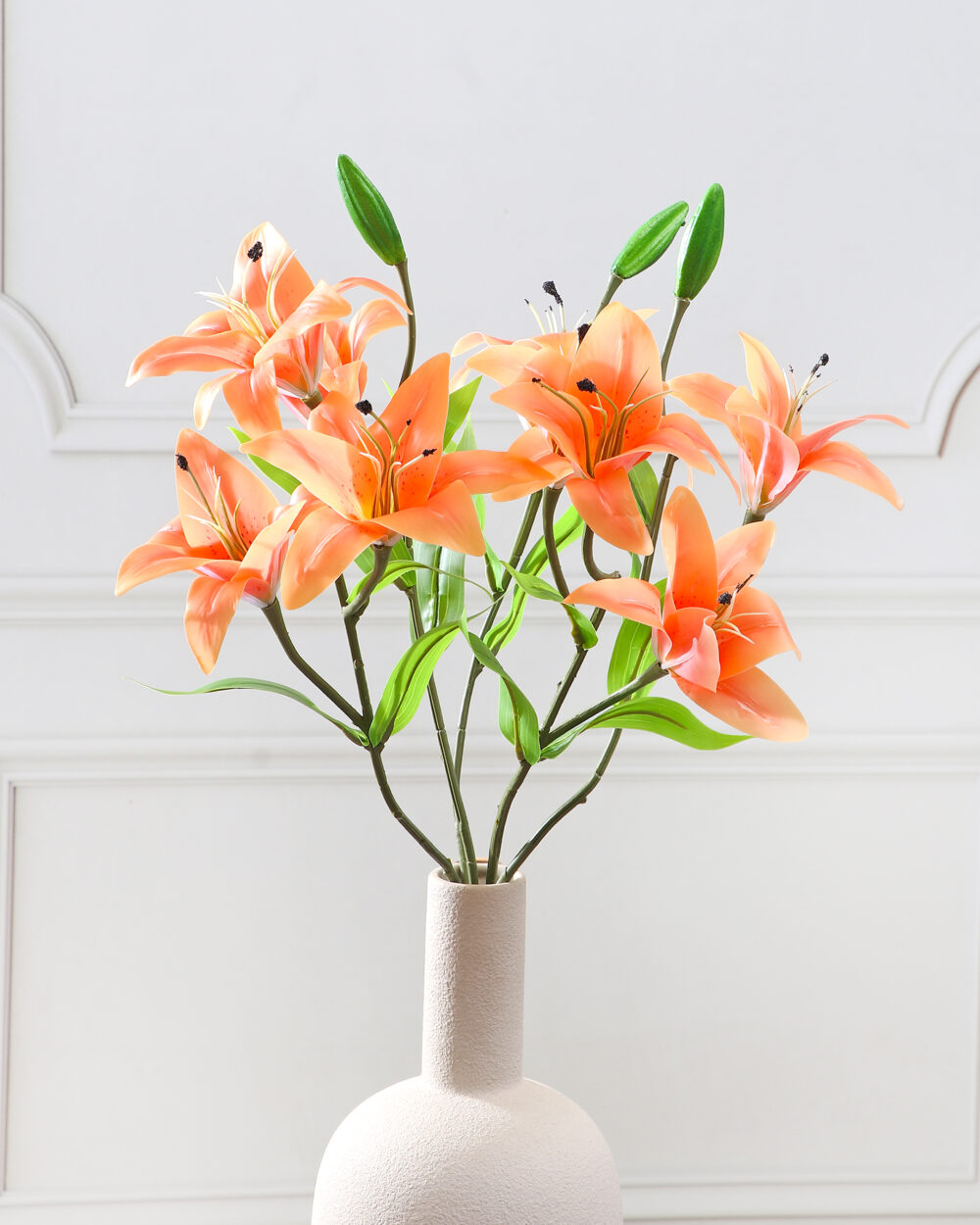 Artificial Real Touch Asiatic Lily Flower Bunch - Orange