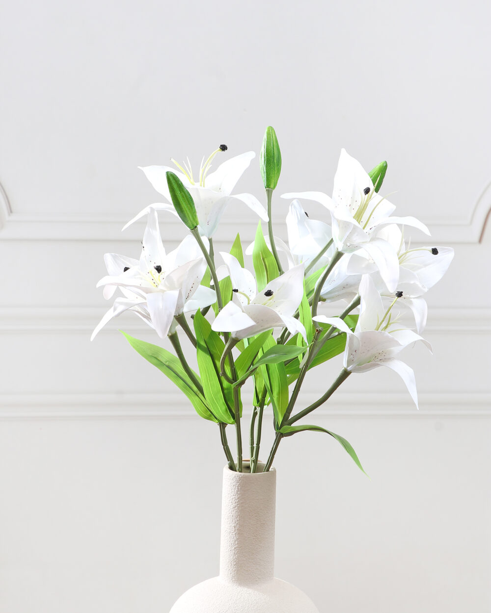 Artificial Real Touch Asiatic Lily Flower Bunch - White