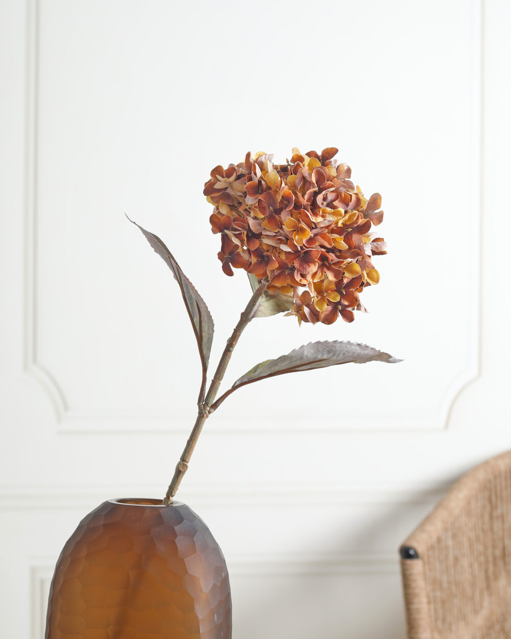 Artificial Hydrangea Flower Stem - Deep Brown