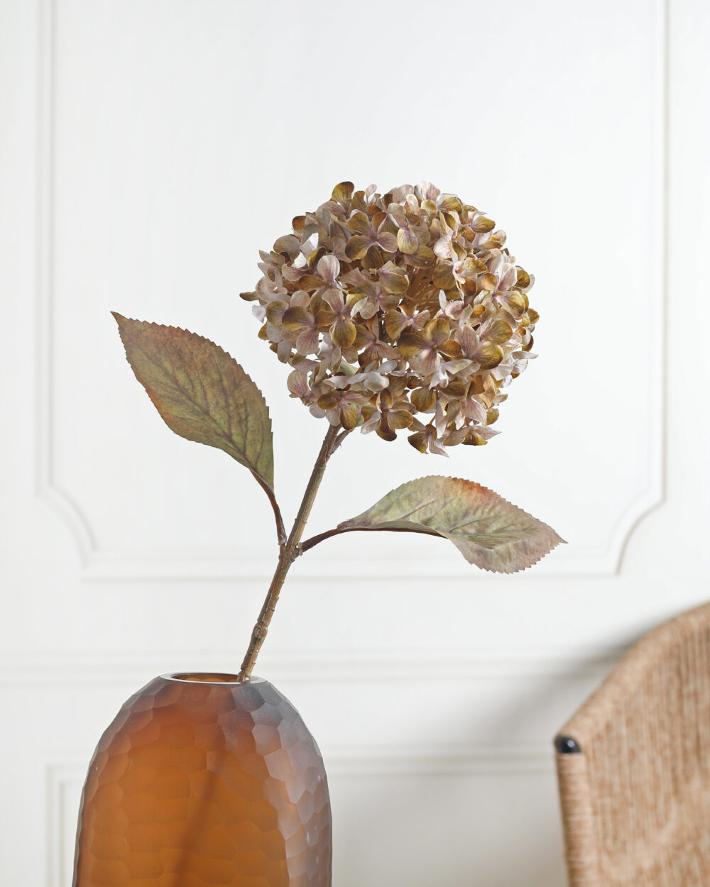 Artificial Hydrangea Flower Stem - Light Brown
