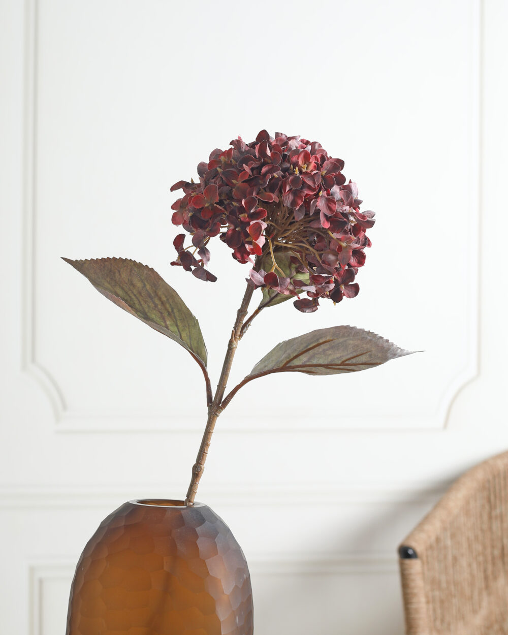 Artificial Hydrangea Flower Stem - Red