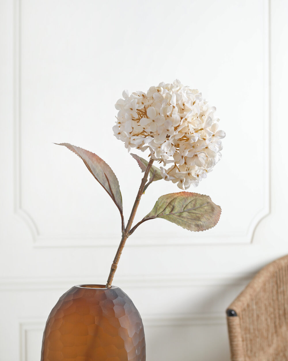 Artificial Hydrangea Flower Stem - White
