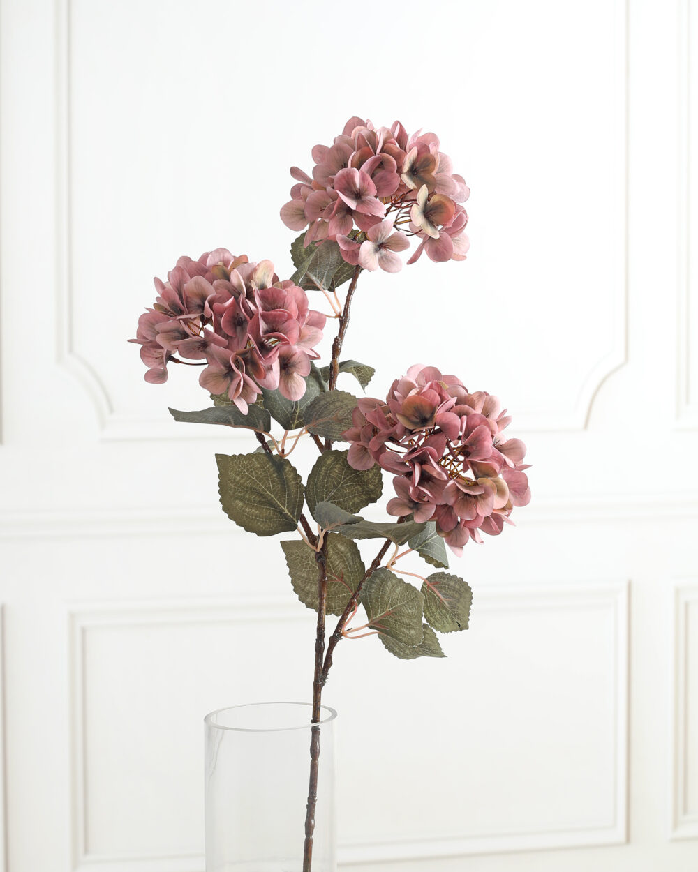 Artificial Hydrangea Silk Flower Stem - Brown