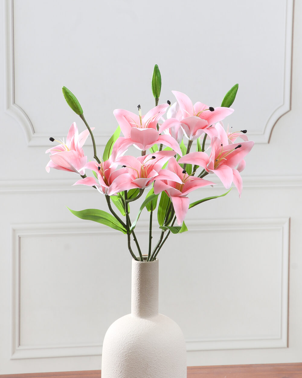 Artificial Real Touch Asiatic Lily Flower Bunch - Light Pink